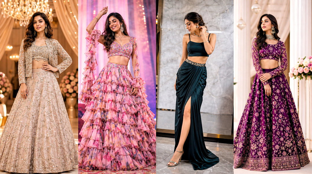 20 Skirt Crop Top Outfit Indian Weddings for Festive Style