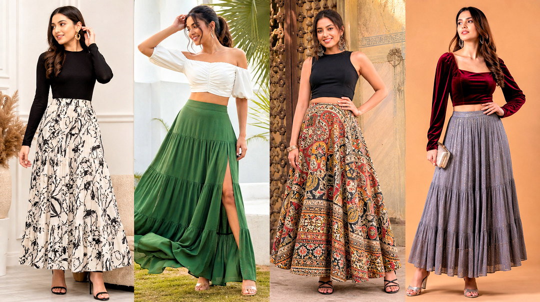 50 Skirt Top Indian Outfit Ideas for Weddings and Festivals