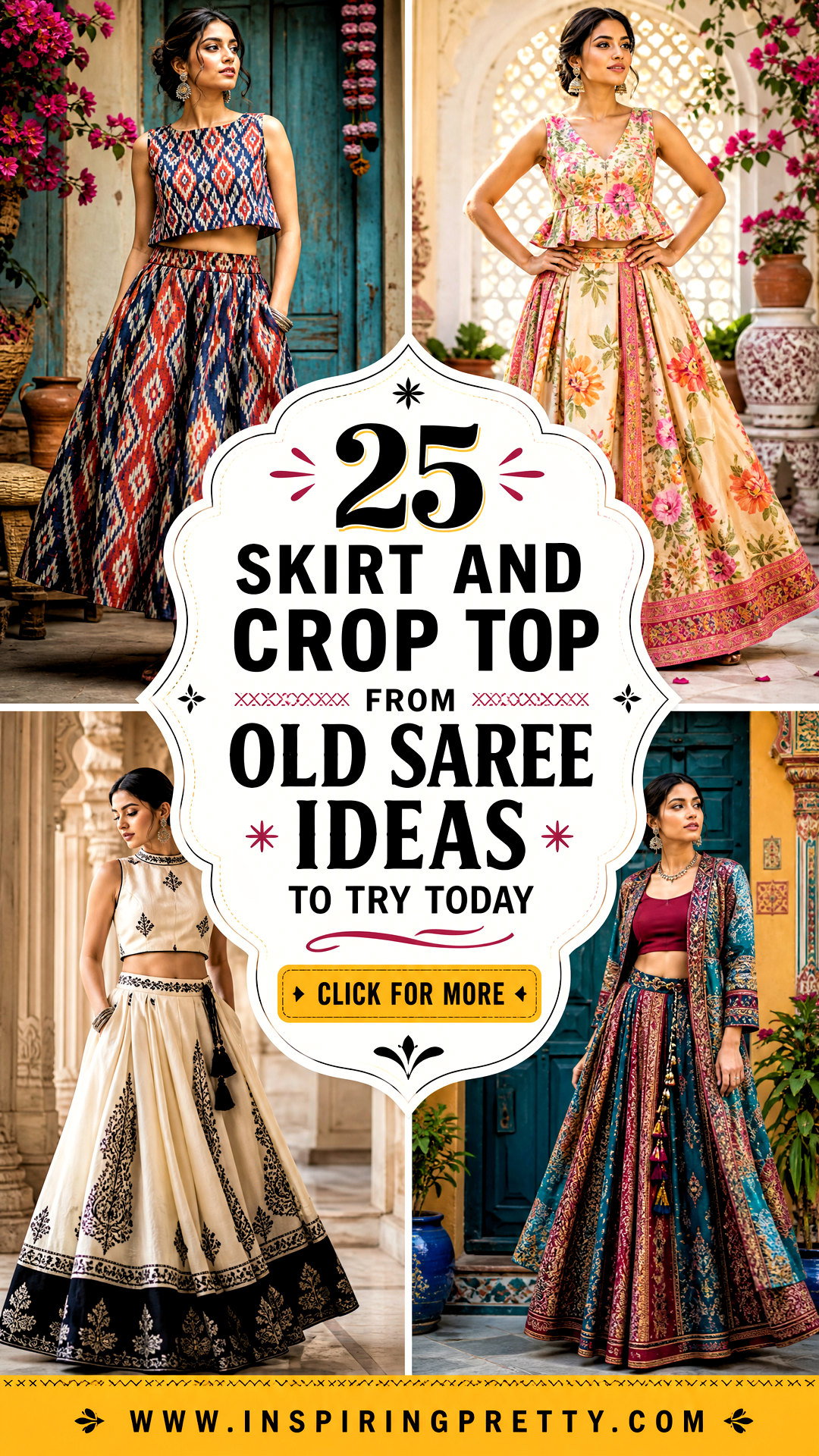 25 Skirt and Crop Top From Old Saree Ideas to Try Today - 25 Skirt and Crop Top From Old Saree Ideas to Try Today