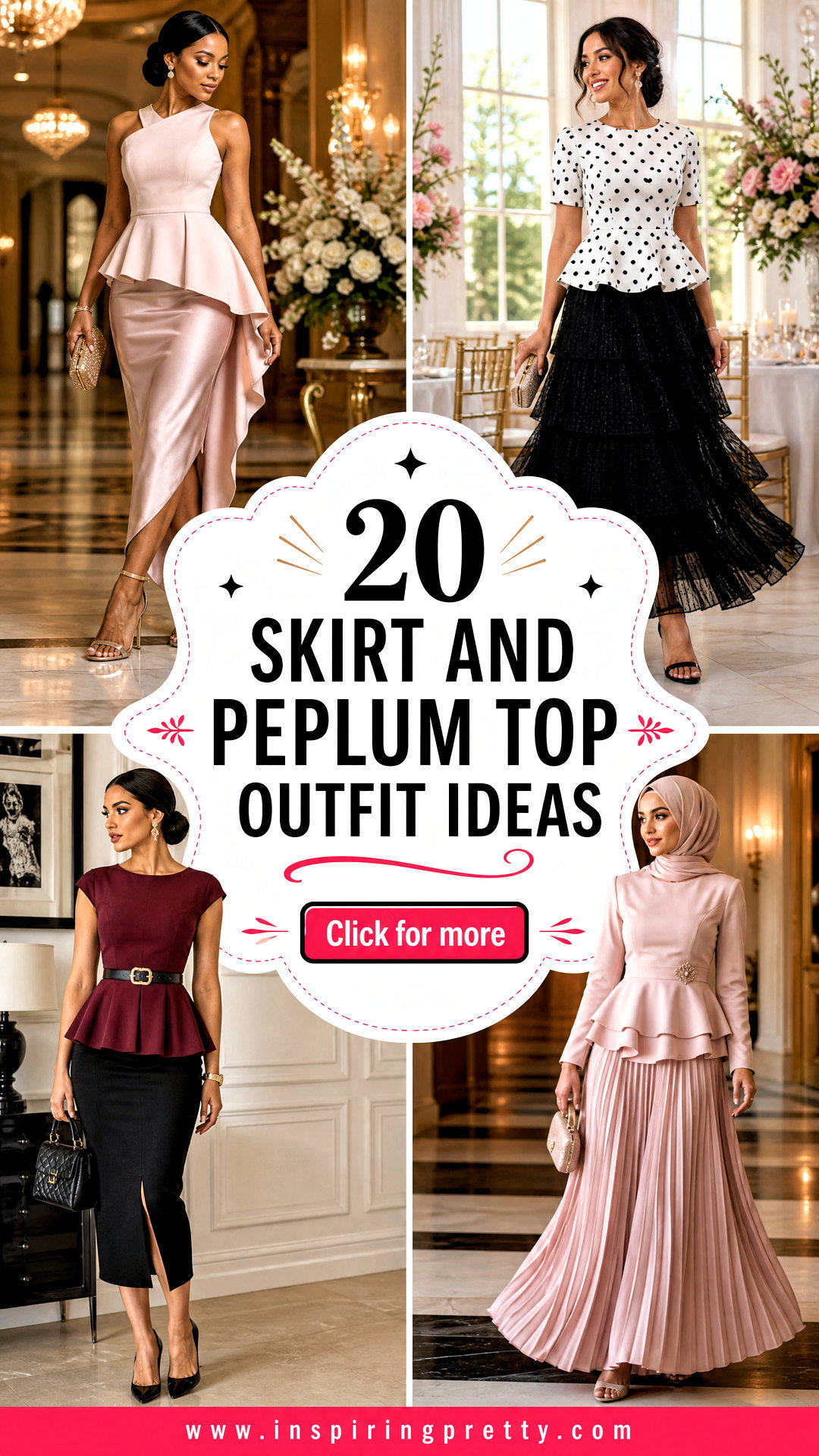 20 Skirt and Peplum Top Outfit Ideas for Elegant Events - 20 Skirt and Peplum Top Outfit Ideas for Elegant Events