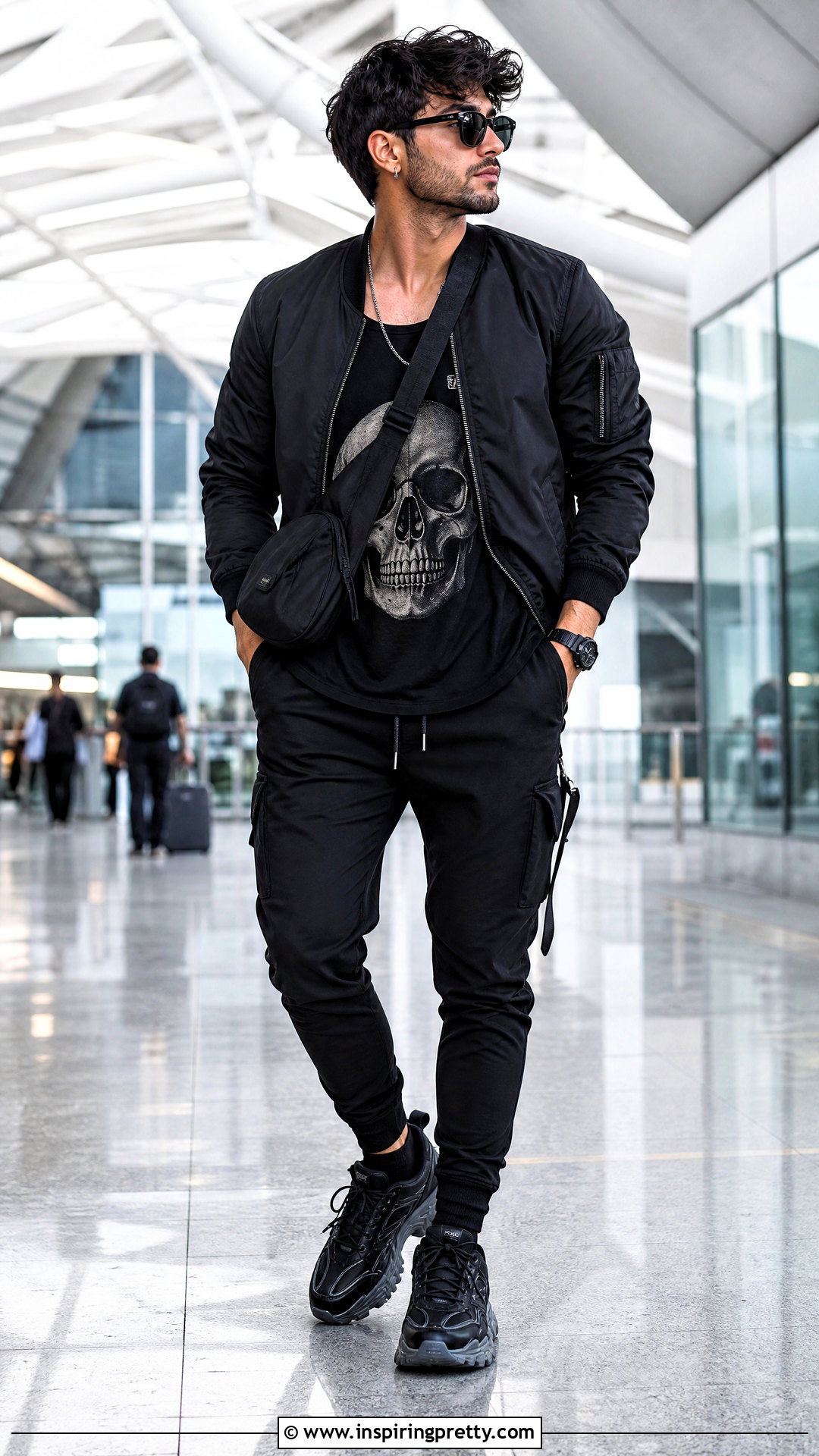 Skull Goth Tank Top With Black Joggers - 25 Goth Tank Top Men outfit ideas