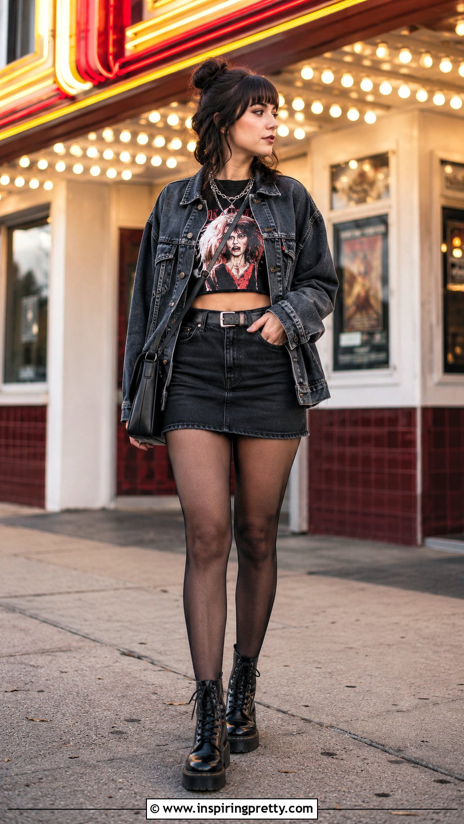 Sleepaway Camp Crop Top With Black Denim Skirt - 20 Sleepaway Camp Crop Top outfit ideas