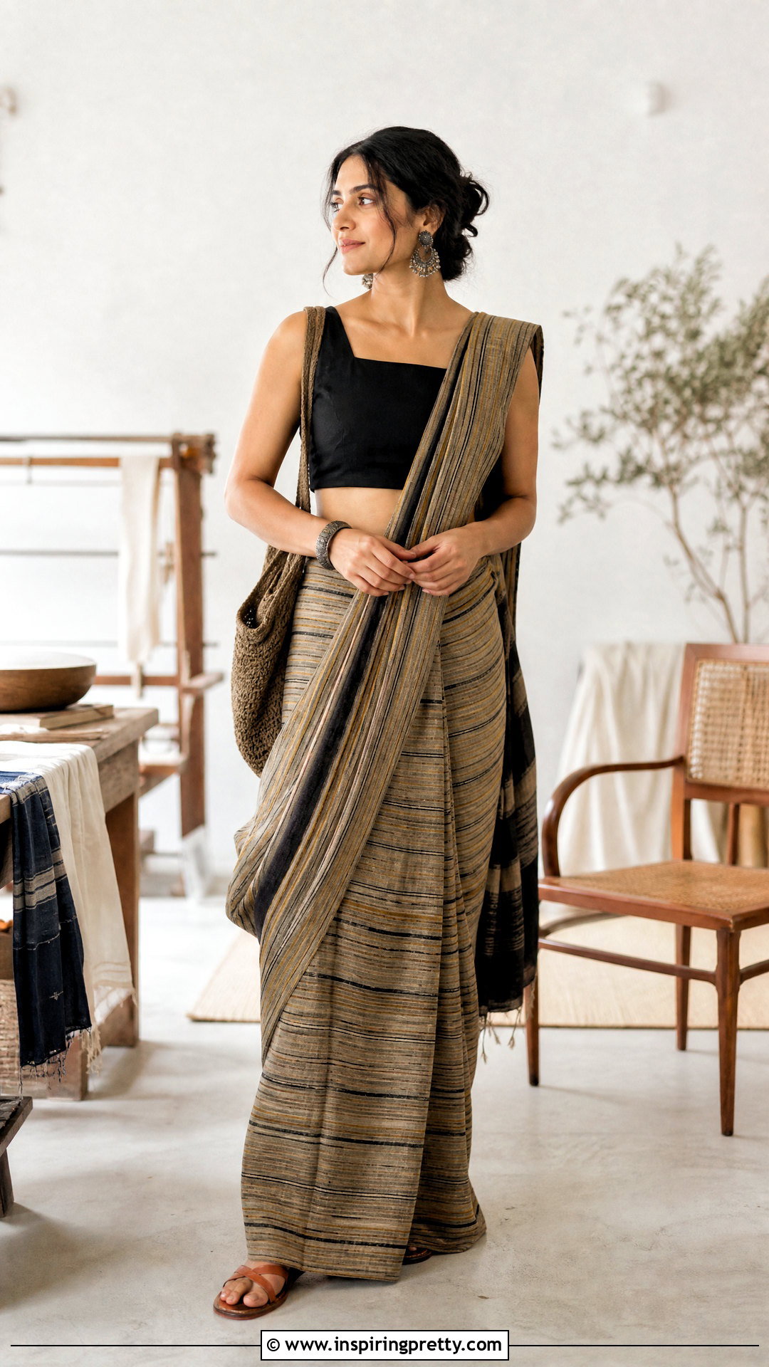 Sleeveless Crop Top Blouse With Handloom Saree - 50 latest crop top blouse designs