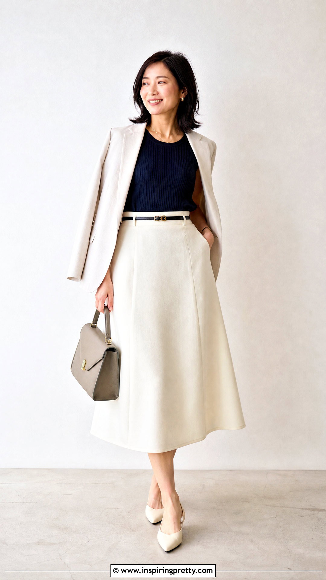 Sleeveless Knit Top With Midi Skirt - 50 knit top outfit ideas