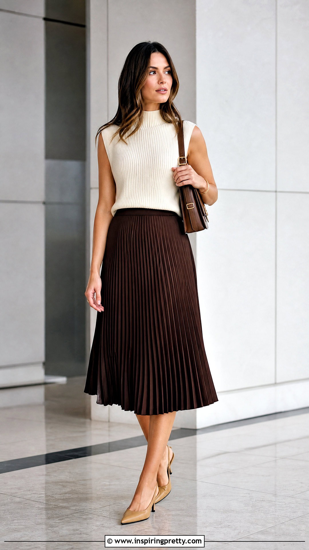 Sleeveless Knit Top With Pleated Skirt - what top goes with pleated skirt (20 ways)