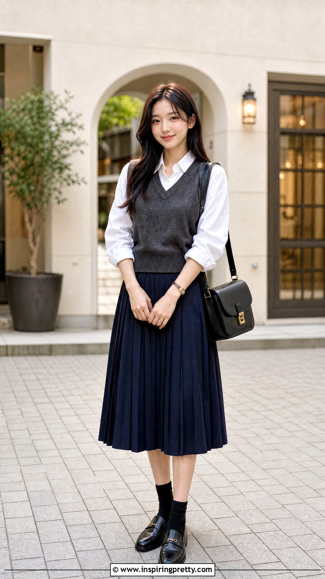 Sleeveless Knit Vest Outfit - 50 korean tops for women