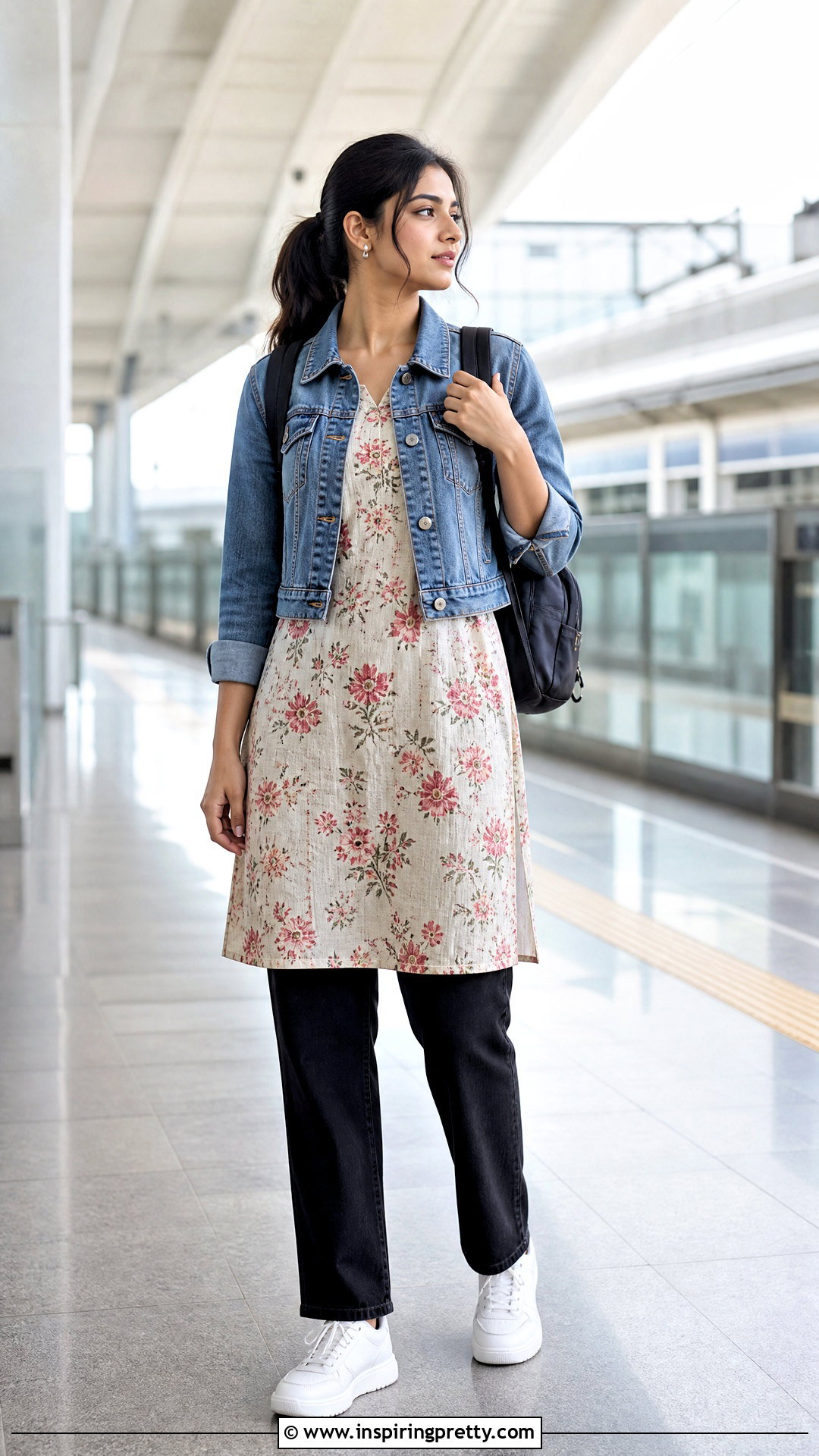 Sleeveless Kurta With Denim Jacket And Jeans - 50 jeans tops indian styles