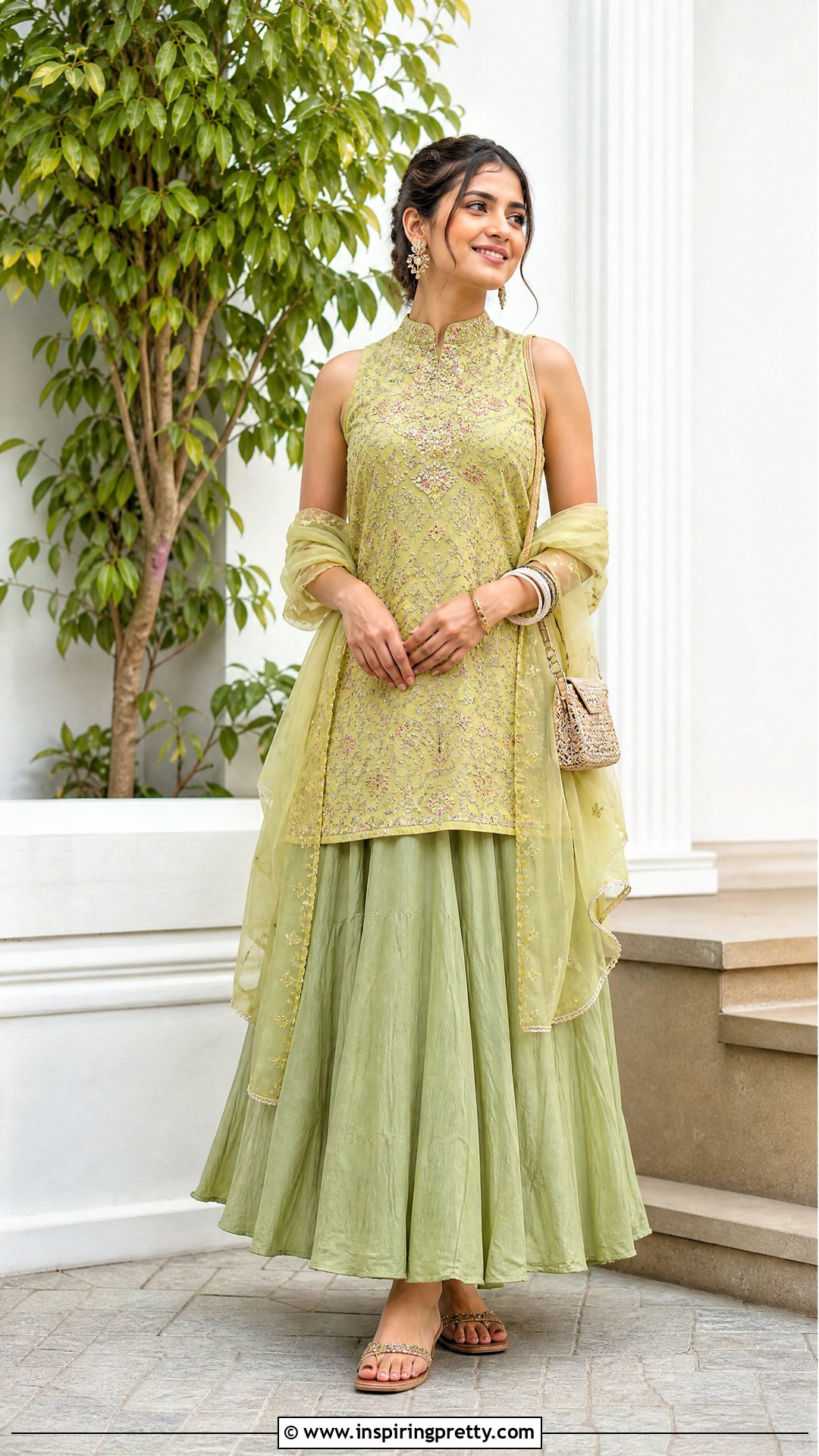 Sleeveless Kurti With Long Skirt - 50 traditional tops for women