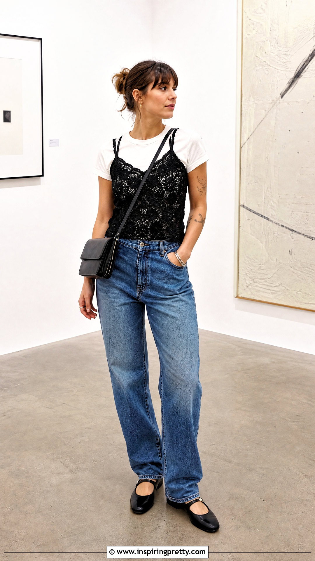 Sleeveless Lace Tank Top Over A White T Shirt - 20 Sleeveless Lace Tank Top outfit ideas