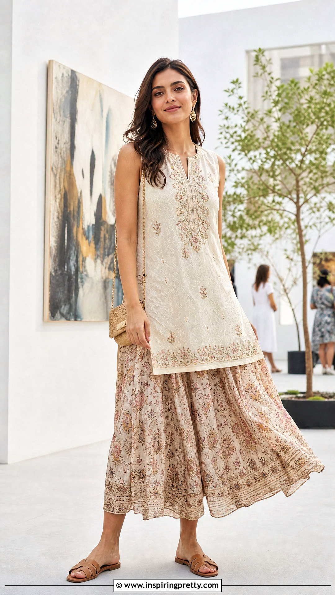 Sleeveless Short Kurtha Top With Midi Skirt - 20 Short Kurtha Tops For Women