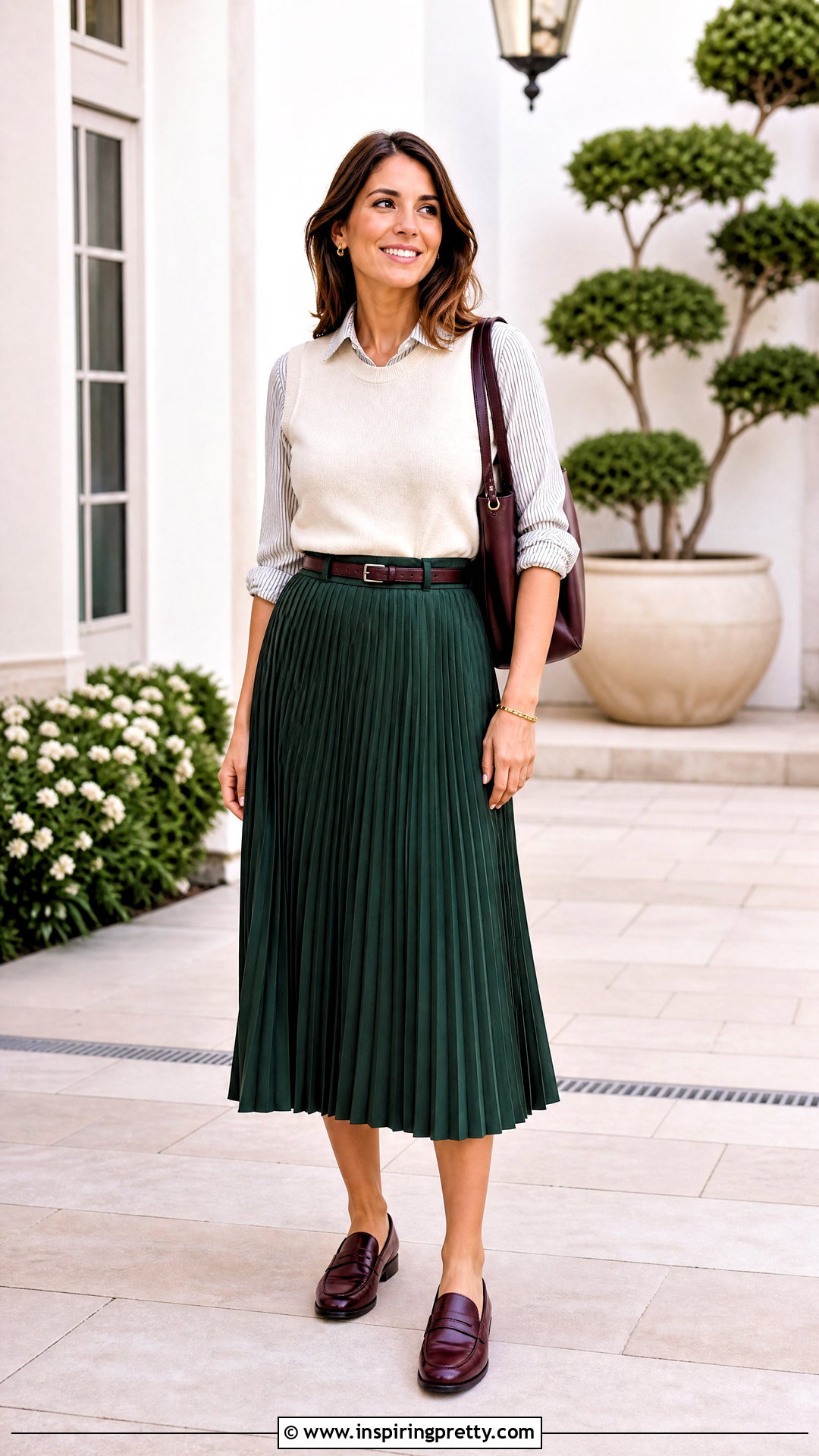 Sleeveless Sweater Top With Midi Skirt - 50 Tops Outfit ideas