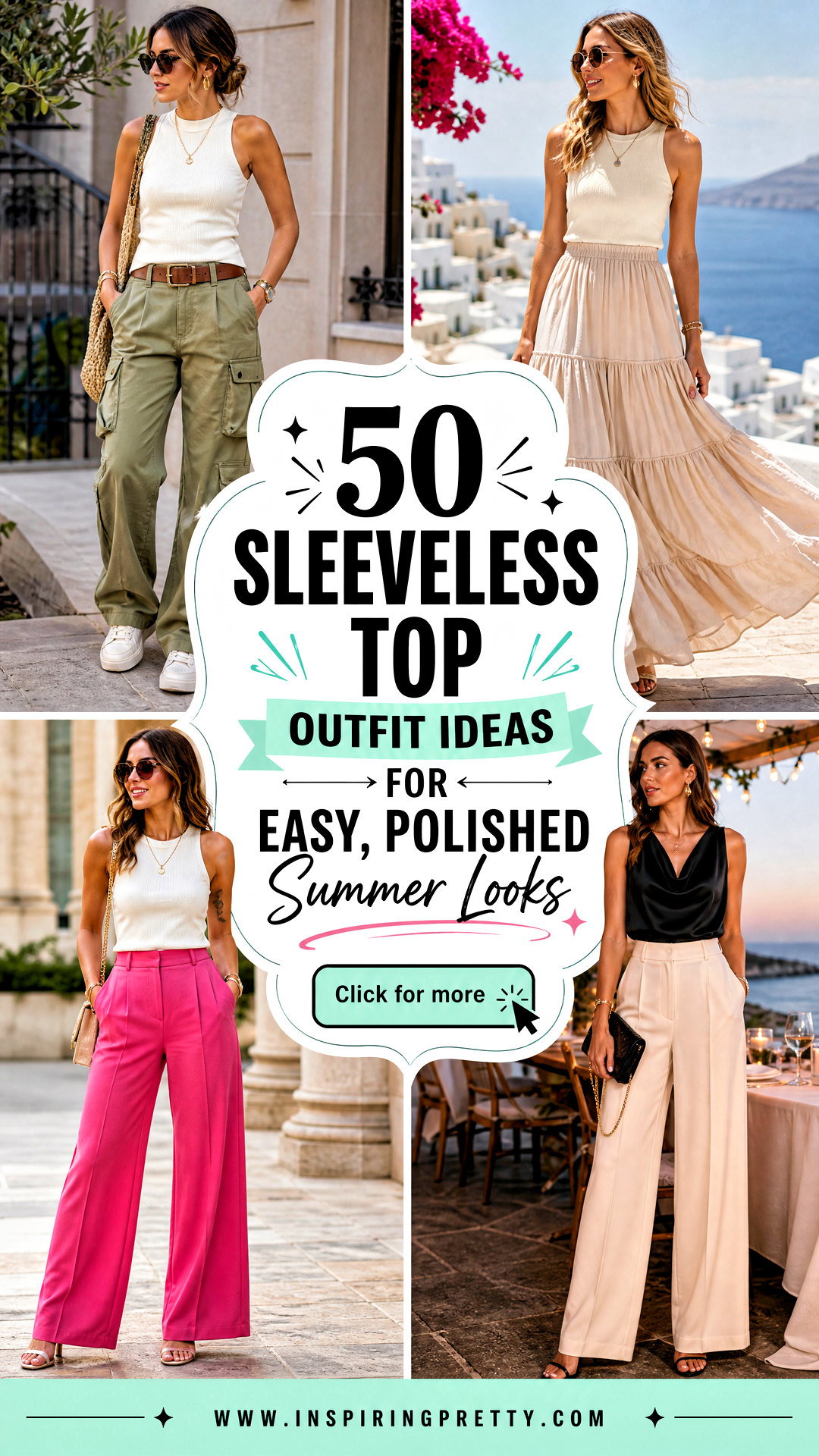 50 Sleeveless Top Outfit Ideas for Easy Polished Summer Looks - 50 Sleeveless Top Outfit Ideas for Easy, Polished Summer Looks