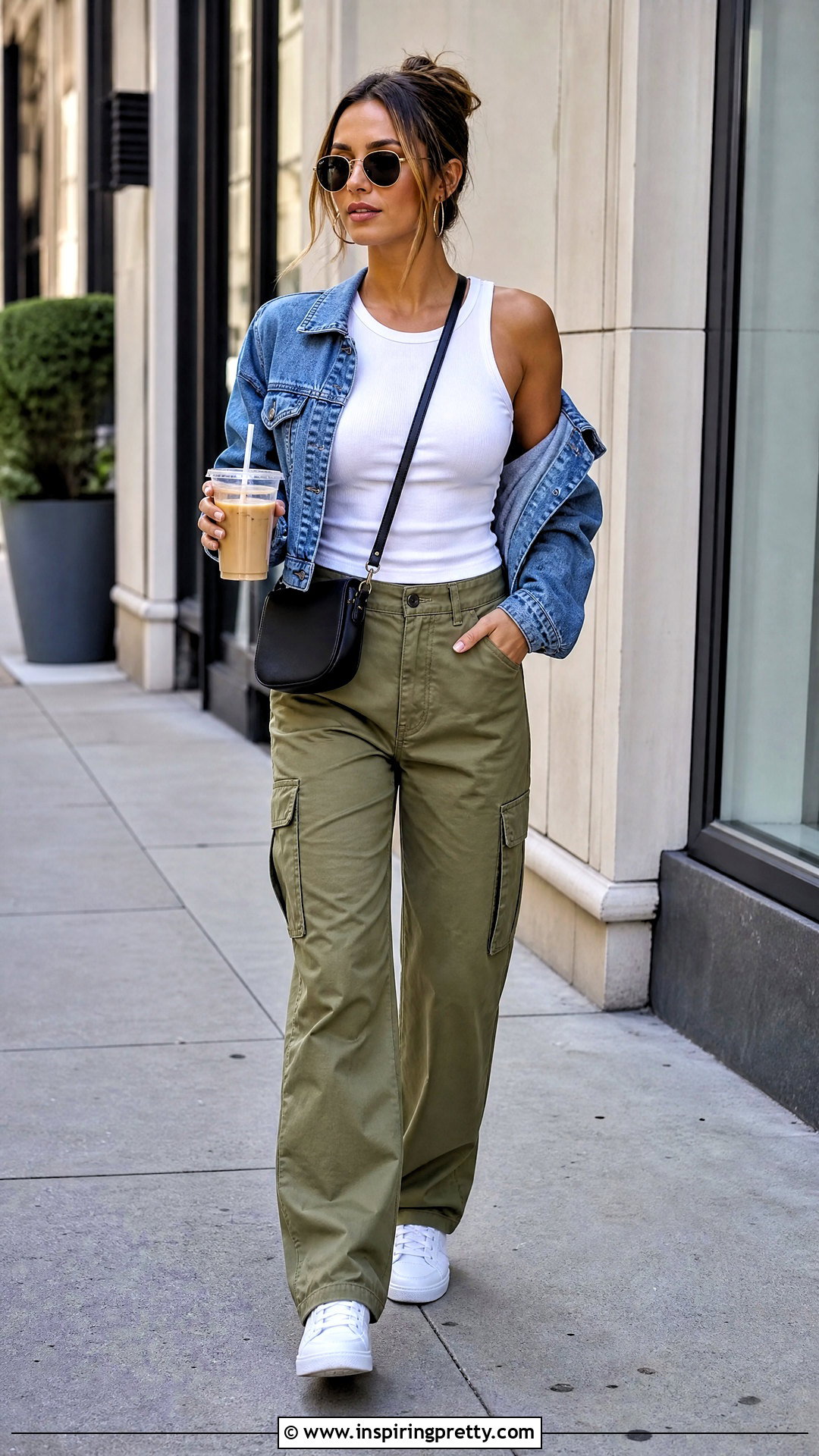 Sleeveless Top With Cargo Pants - 50 sleeveless top outfit ideas