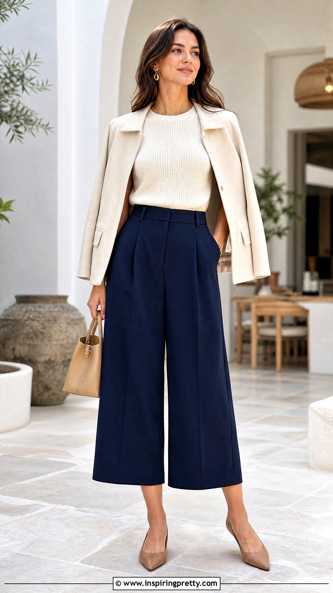 Sleeveless Top With Culottes - 50 sleeveless top outfit ideas