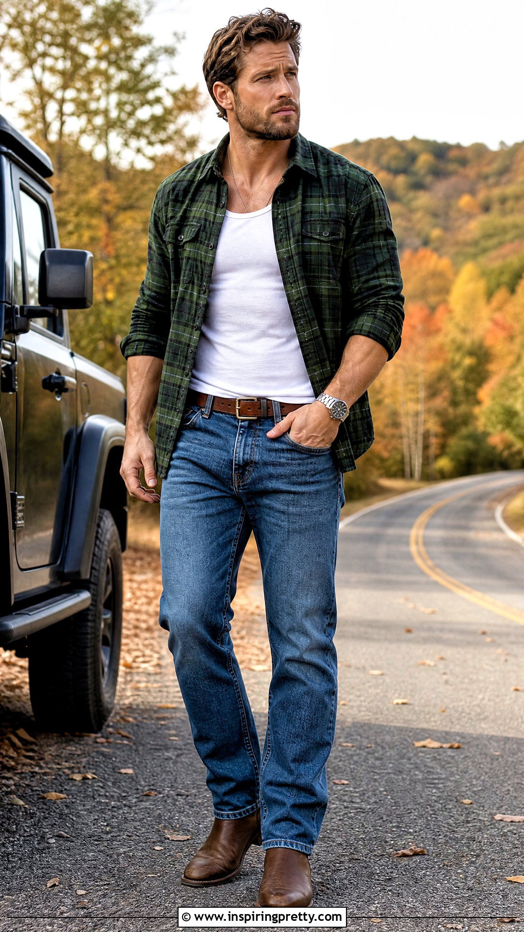 Sleeveless Top With Flannel Shirt And Jeans - 50 sleeveless top outfit men ideas