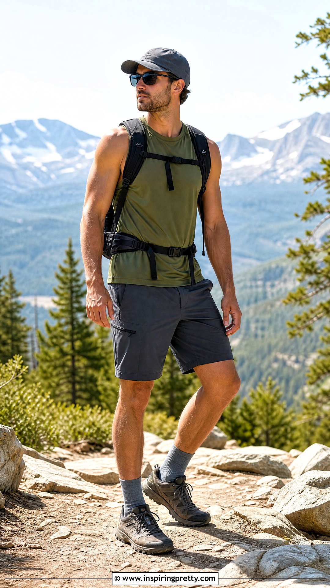 Sleeveless Top With Hiking Shorts - 50 sleeveless top outfit men ideas