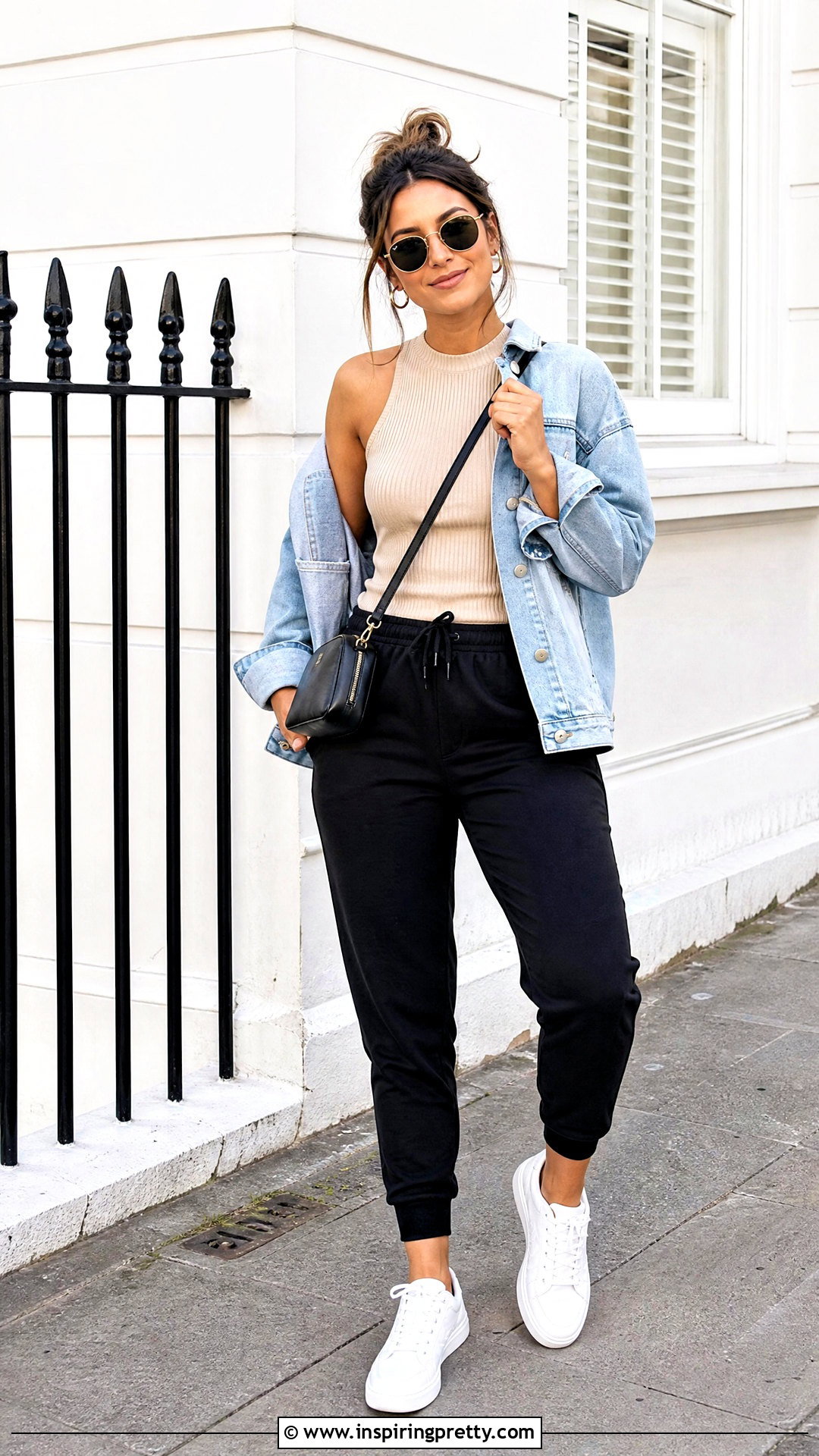 Sleeveless Top With Joggers - 50 sleeveless top outfit ideas