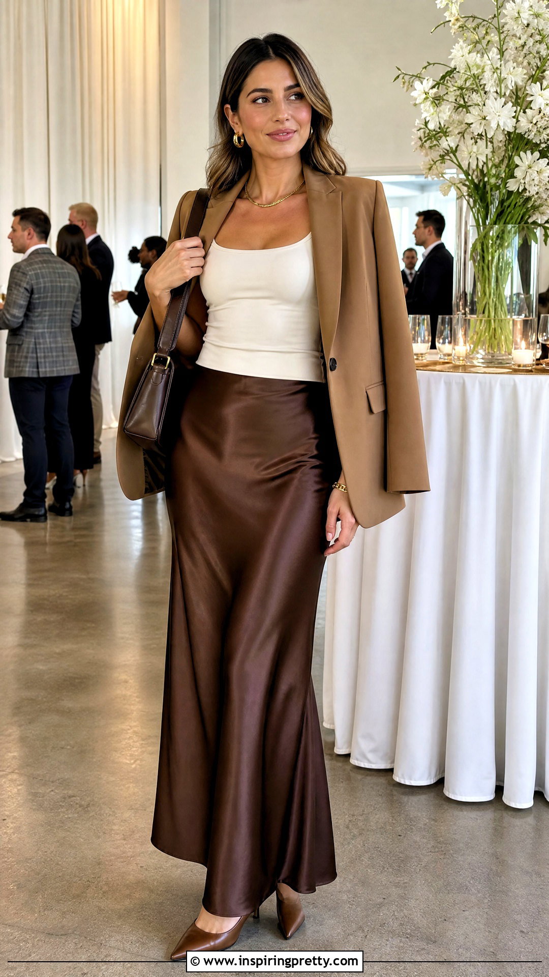 Slip Maxi Skirt With Blazer And Kitten Heels - 50 top skirt outfit ideas