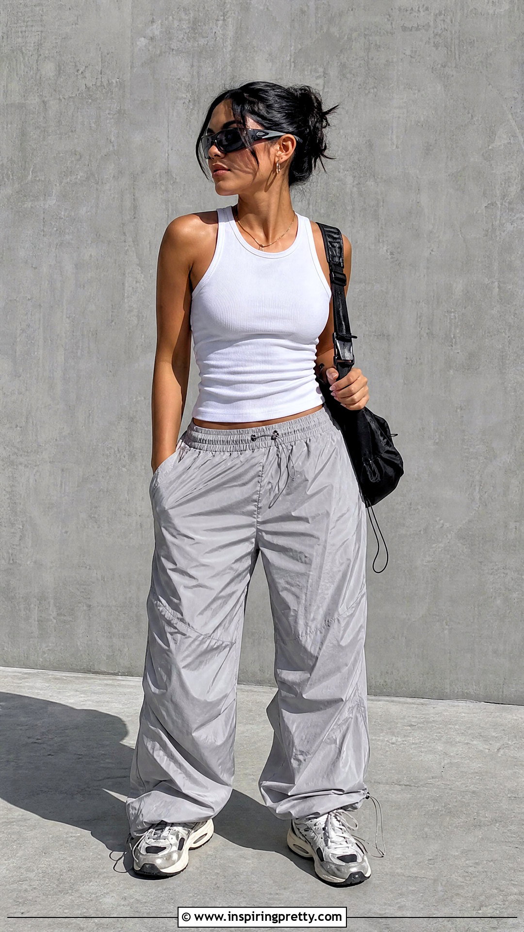 Slogan Tank Top With Parachute Pants - 50 2000s tank tops