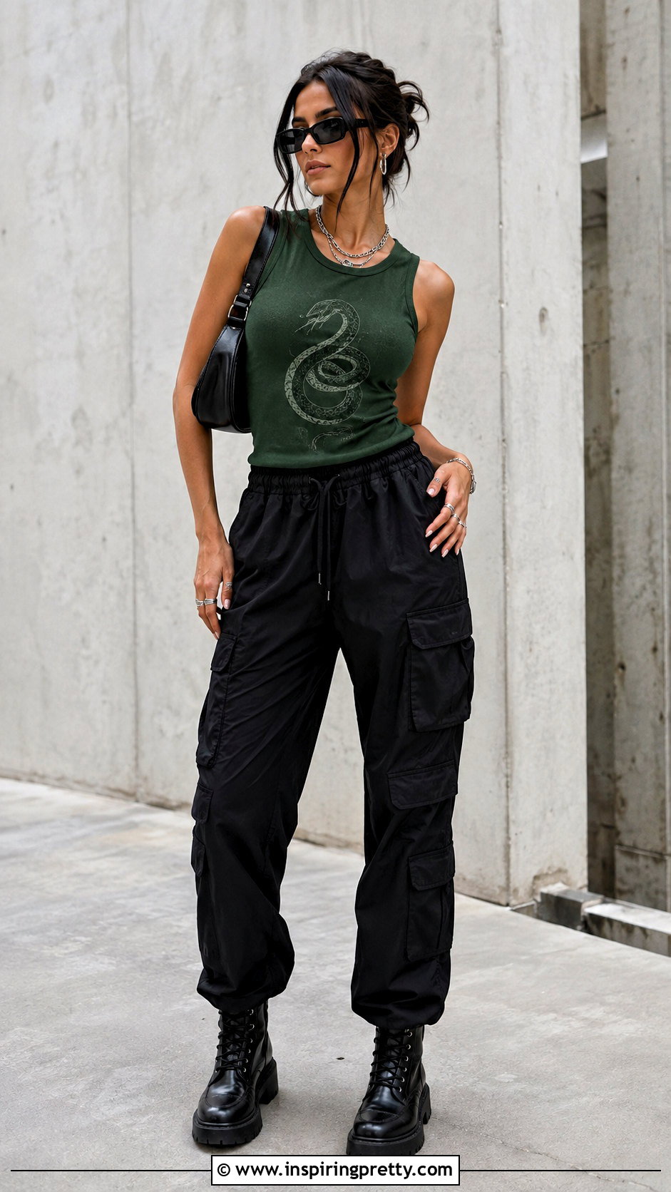 Slytherin Tank Top With Black Cargo Pants - 25 Slytherin Tank Top outfit ideas