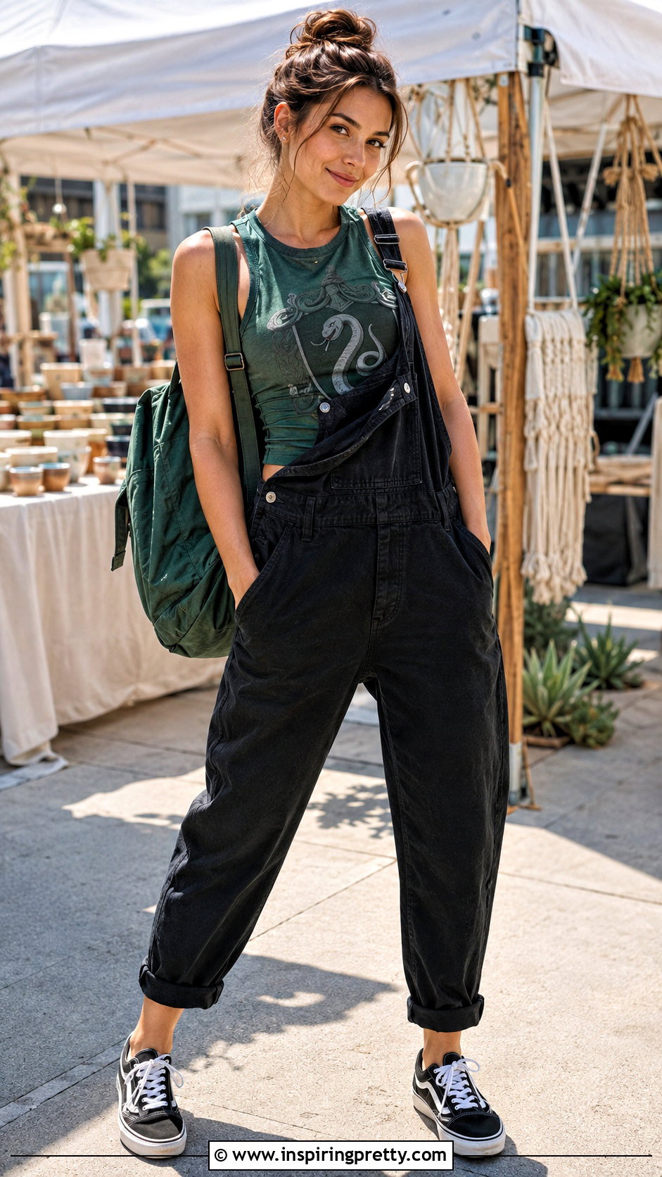 Slytherin Tank Top With Black Overalls - 25 Slytherin Tank Top outfit ideas