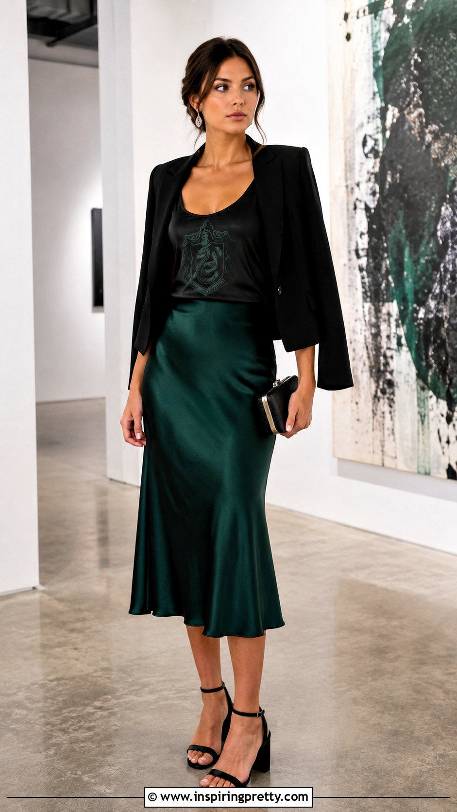 Slytherin Tank Top With Green Satin Midi Skirt - 25 Slytherin Tank Top outfit ideas