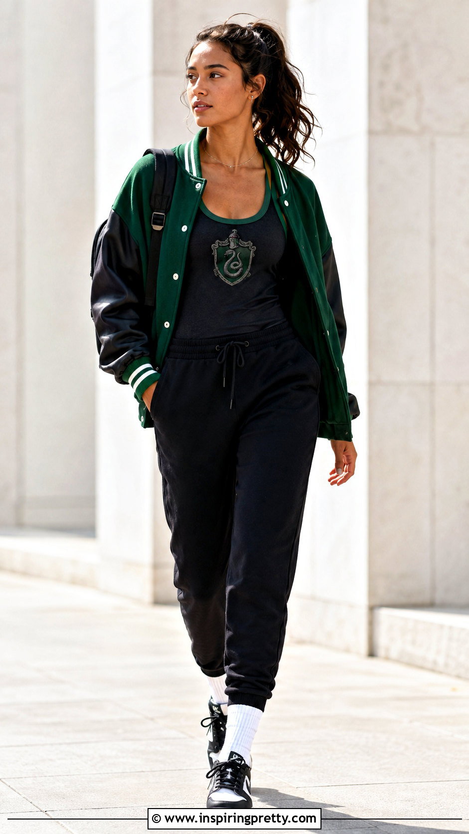 Slytherin Tank Top With Joggers And Varsity Jacket - 25 Slytherin Tank Top outfit ideas