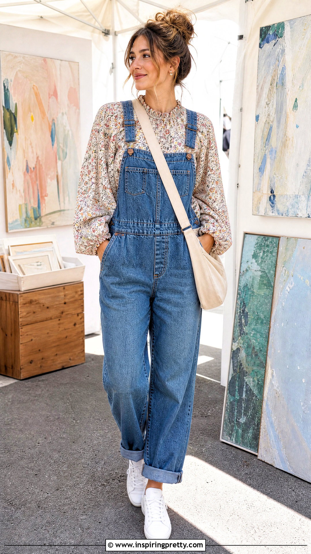 Smock Style Top Under Denim Overalls - 20 Smock Style Top outfit ideas