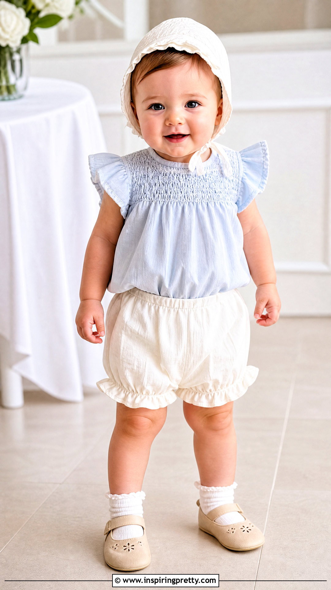 Smocked Baby Top With Ruffle Shorts - 50 baby tops designs