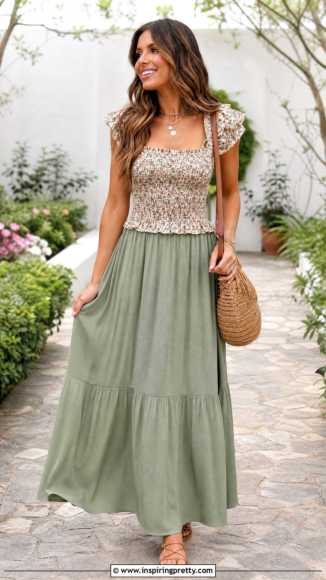 Smocked Cotton Top With Maxi Skirt - 50 cotton top designs for women