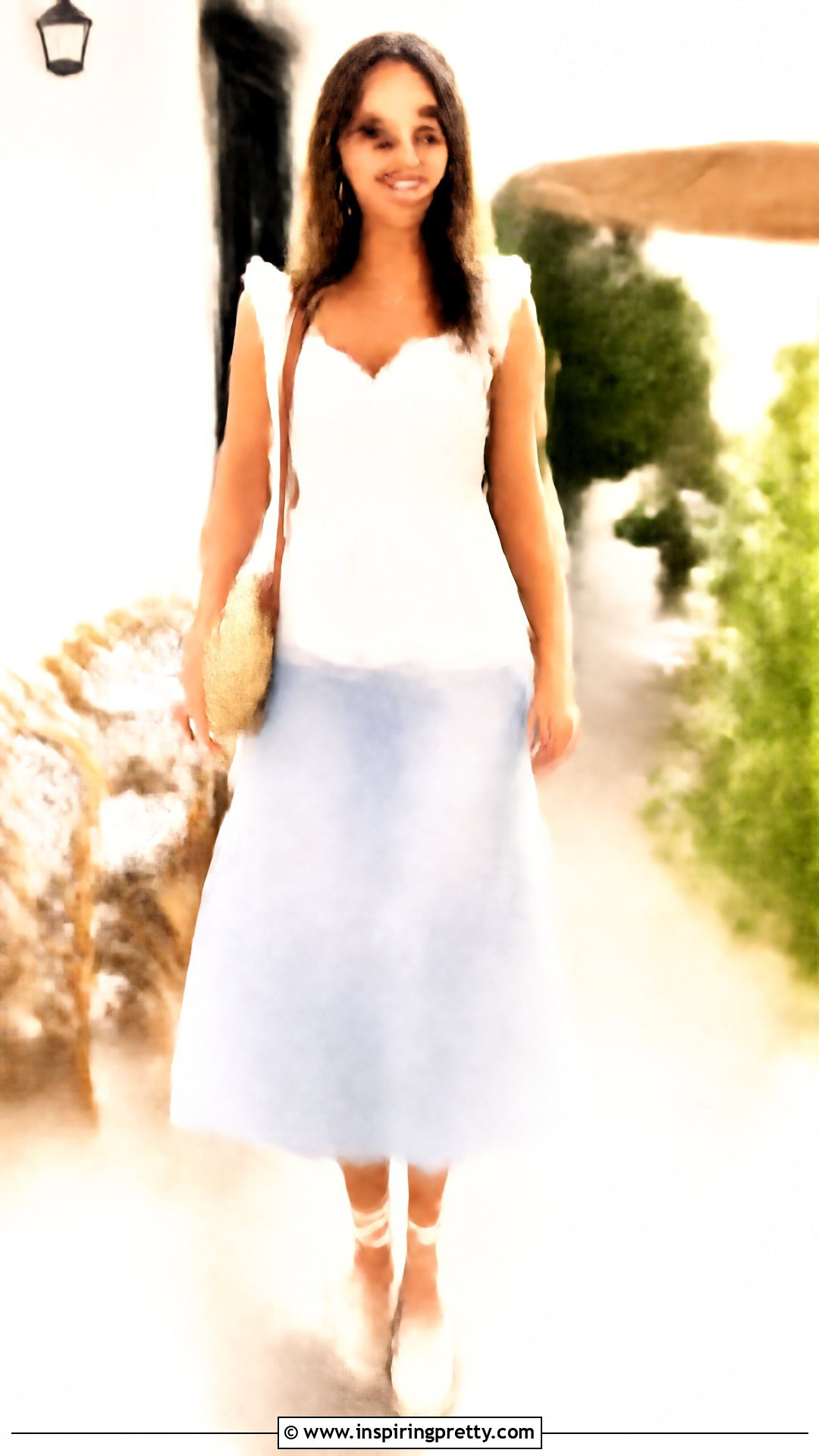 Smocked Peplum Top With Midi Skirt - 50 peplum top outfits with skirts