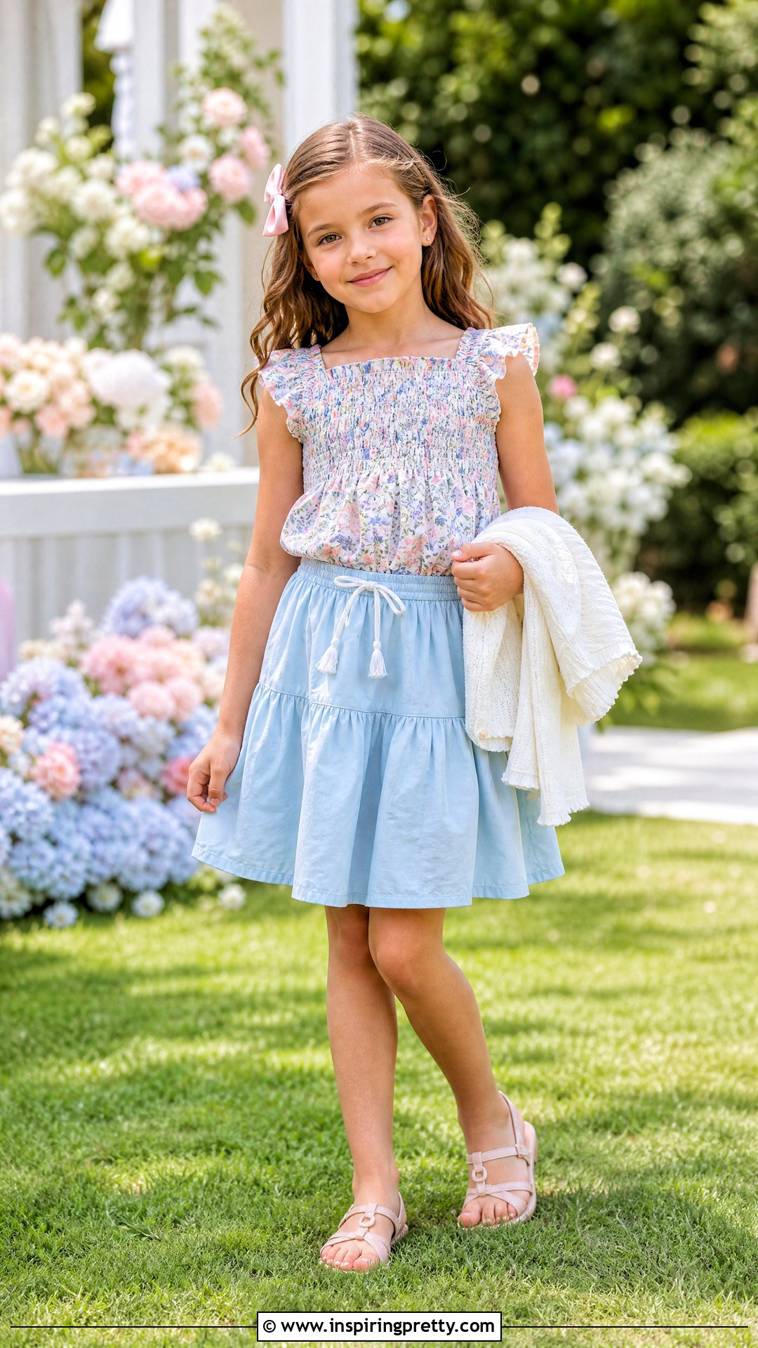 Smocked Top With Cotton Skirt - 50 latest kids top designs