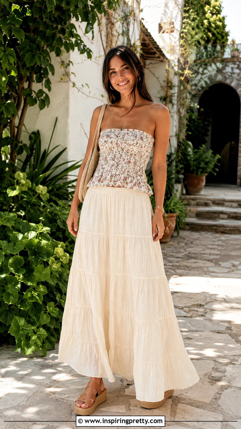 Smocked Tube Top With Tiered Maxi Skirt - 25 early 2000s tube tops
