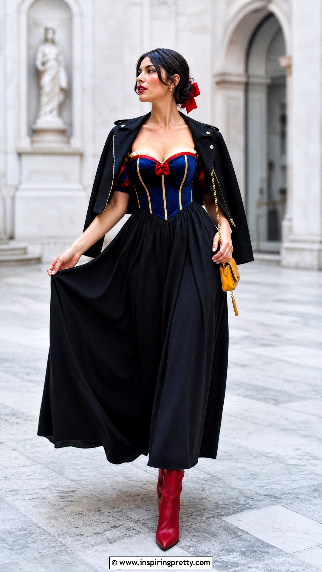 Snow White Corset Top With Black Maxi Skirt - 20 Snow White Corset Top outfit ideas