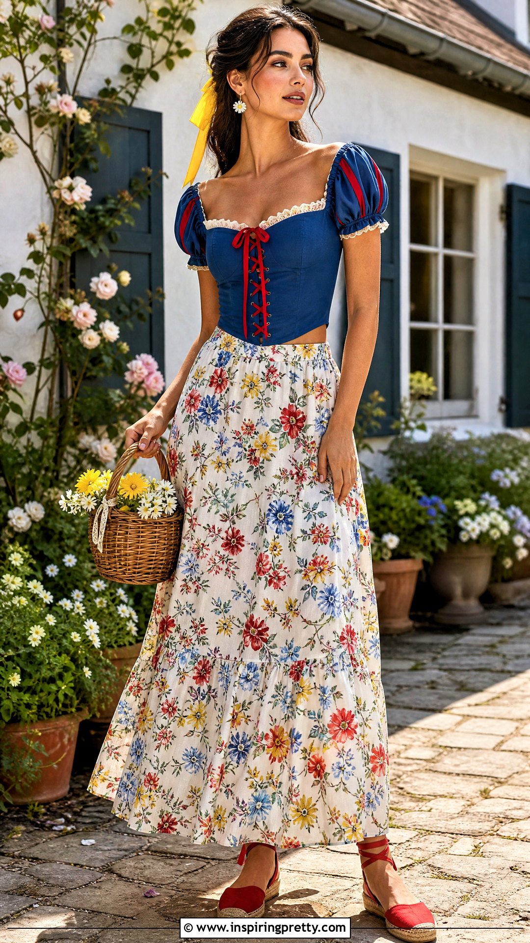 Snow White Corset Top With Floral Maxi Skirt - 20 Snow White Corset Top outfit ideas