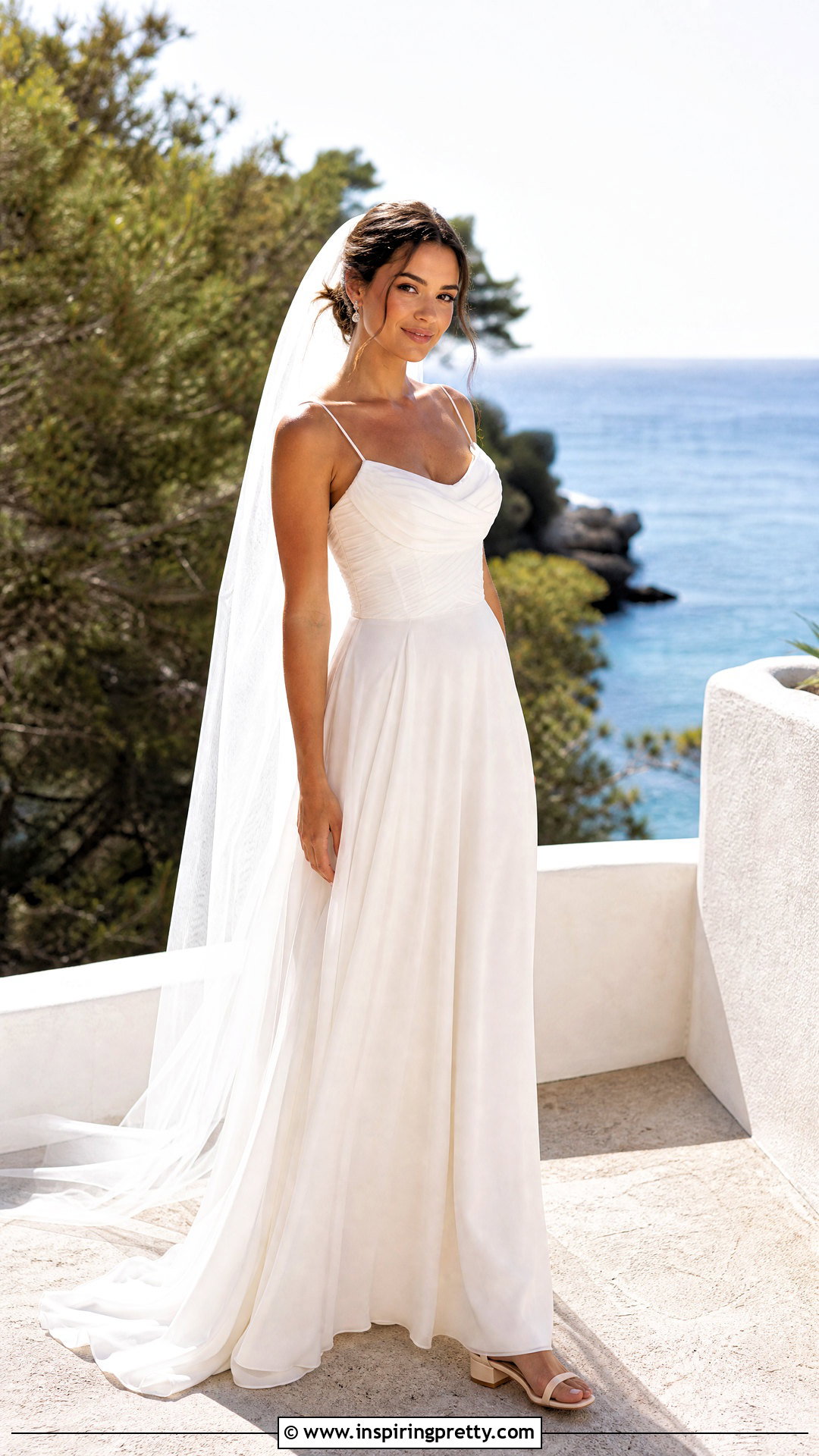 Spaghetti Strap Corset Top Chiffon Dress - 50 corset top wedding dress outfit ideas