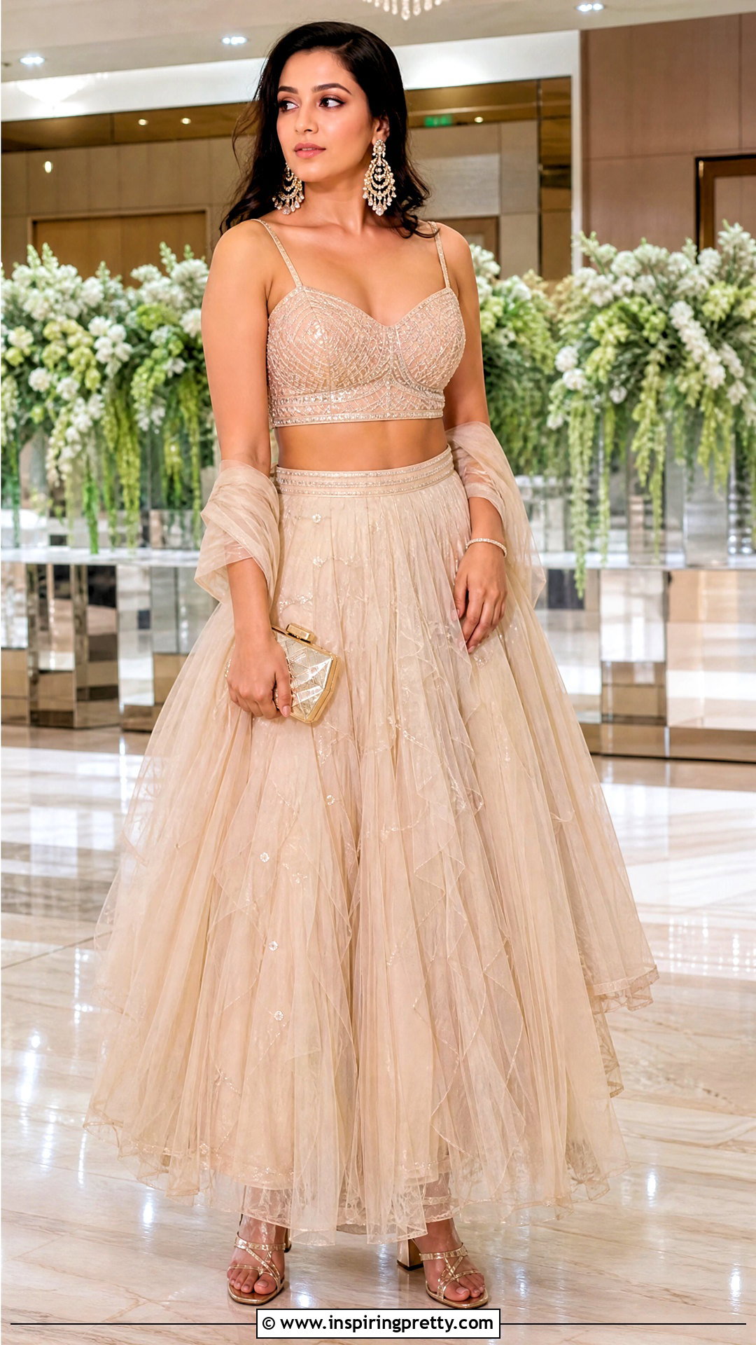 Spaghetti Strap Crop Top Lehenga - 50 lehenga blouse designs crop tops outfit ideas