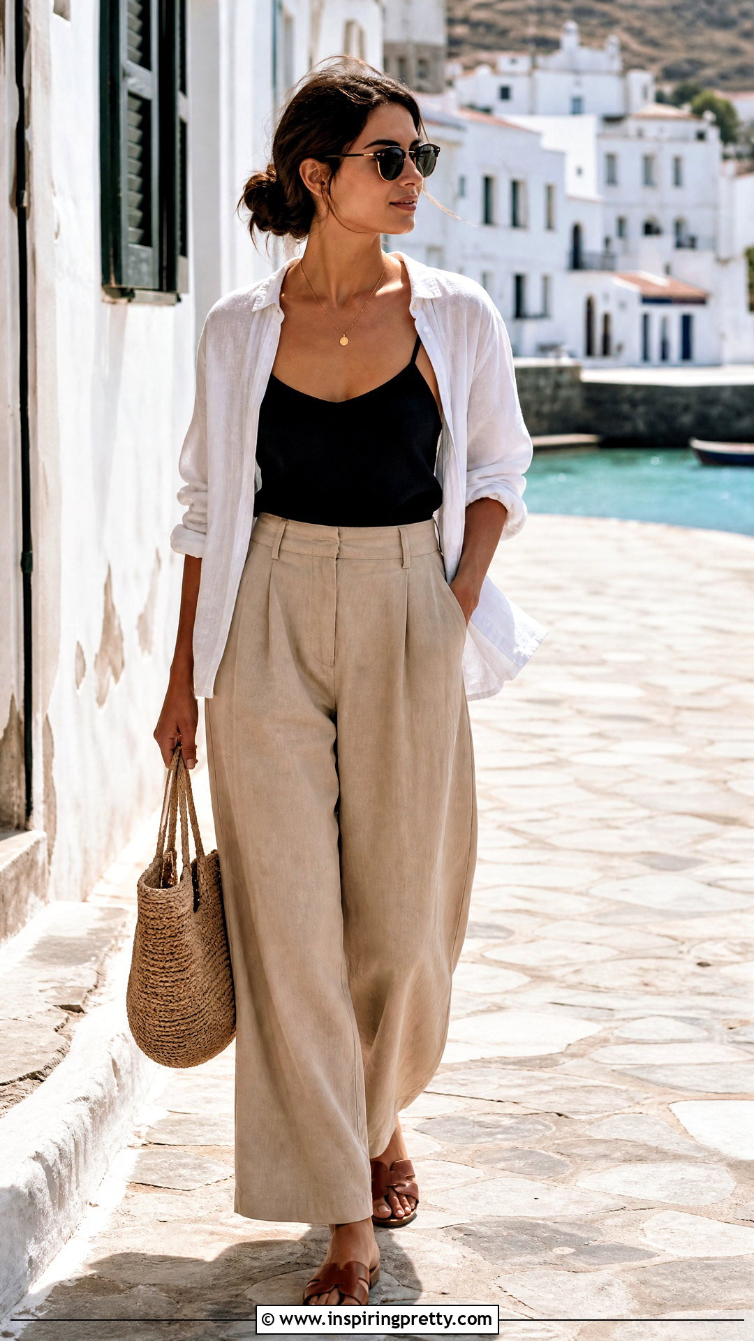 Spaghetti Strap Top With Layered Shirt And Trousers - 50 top designs for women