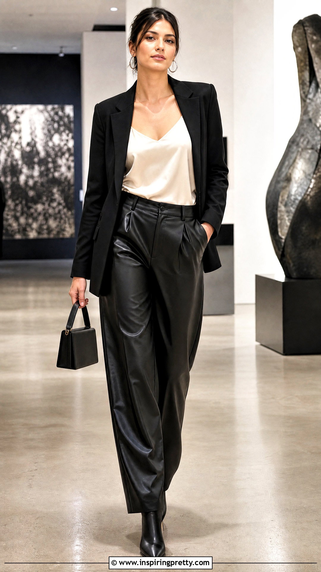 Spaghetti Strap Top With Leather Pants - 50 spaghetti strap top outfit ideas