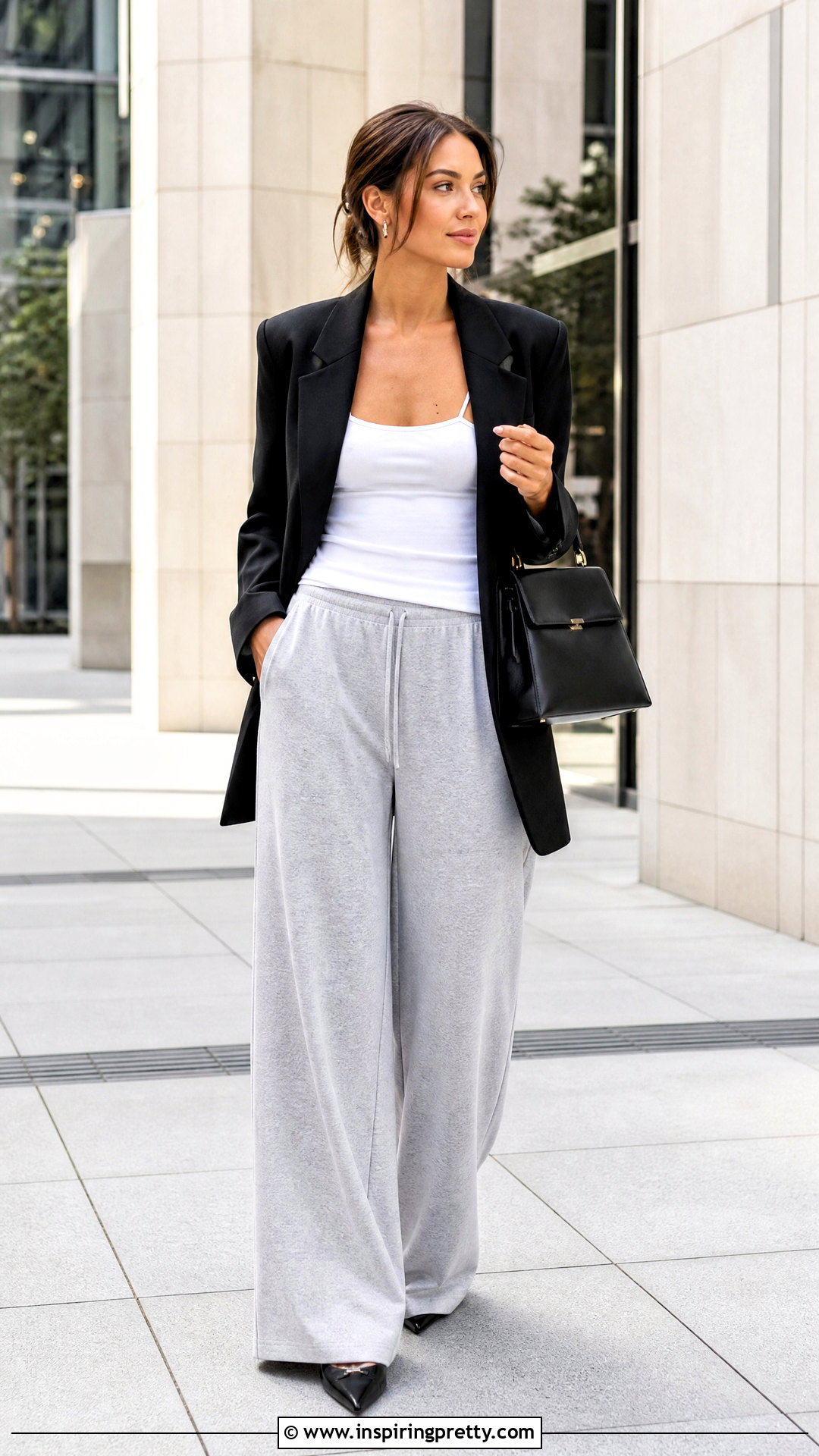 Spaghetti Strap Top With Sweatpants and a Blazer - 50 spaghetti strap top outfit ideas