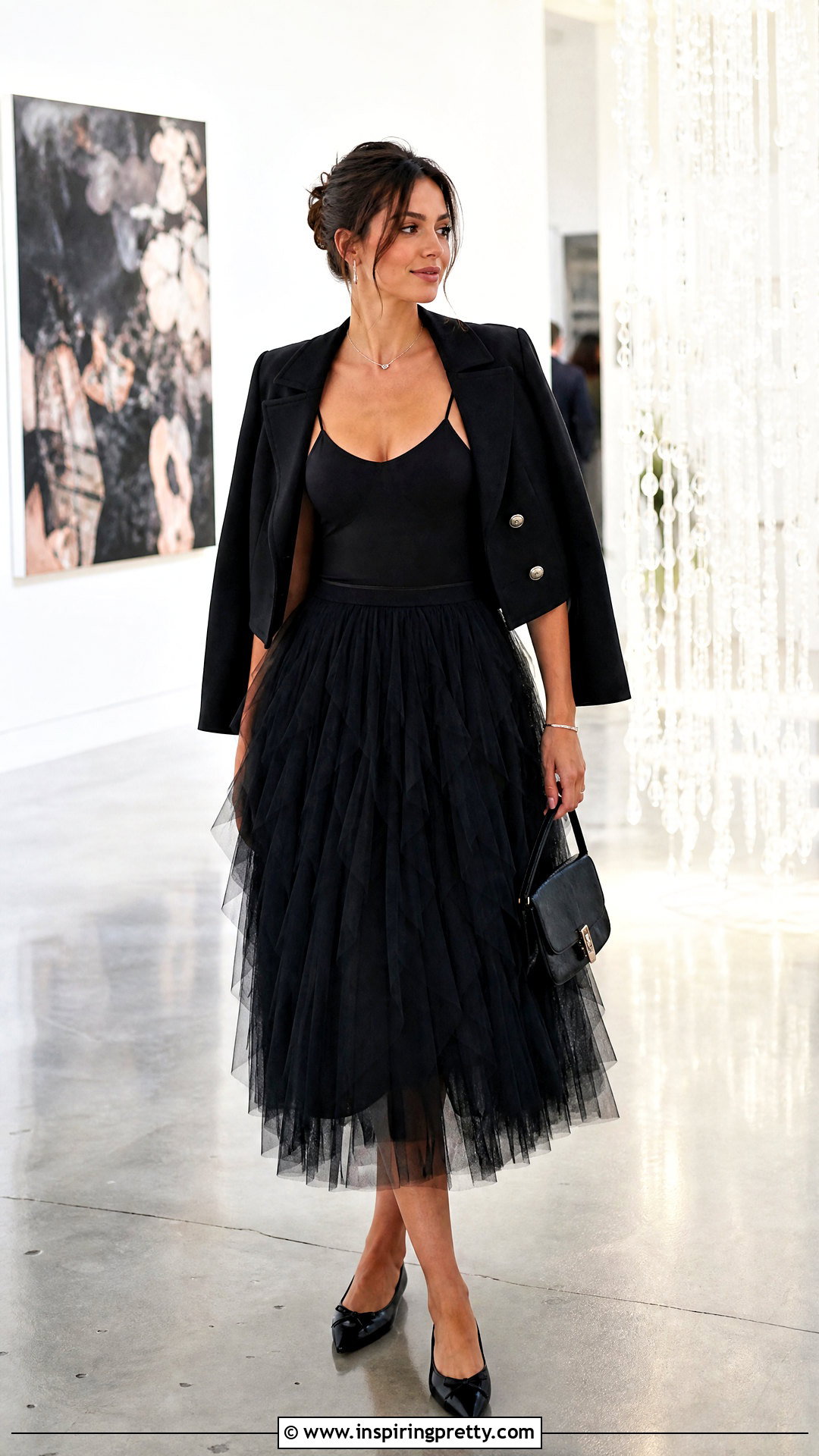 Spaghetti Strap Top With a Tulle Skirt - 50 spaghetti strap top outfit ideas