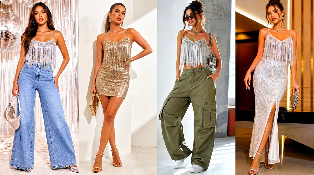 25 Sparkly Fringe Top Outfit Ideas for Glam Party Looks