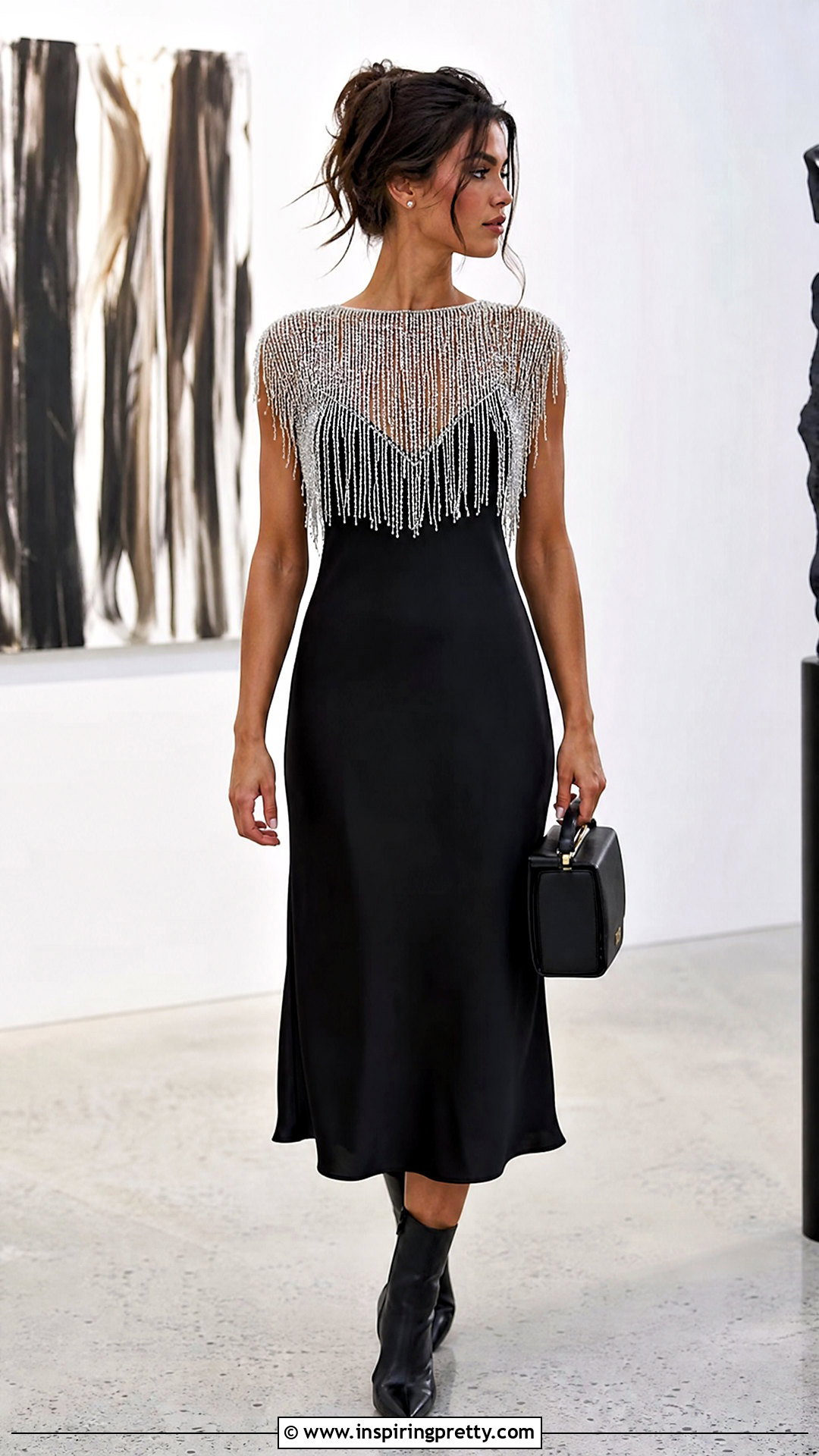 Sparkly Fringe Top With a Slip Dress - 25 Sparkly Fringe Top outfit ideas