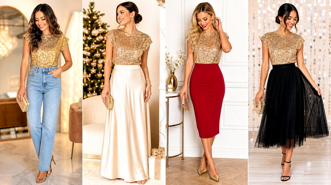 20 Sparkly Gold Party Top Outfit Ideas for Glam Celebrations