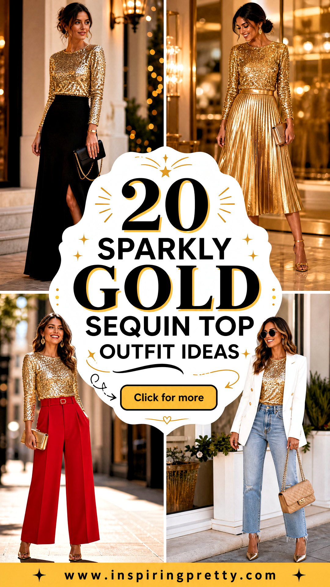 20 Sparkly Gold Sequin Top Outfit Ideas for Dazzling Nights - 20 Sparkly Gold Sequin Top Outfit Ideas for Dazzling Nights
