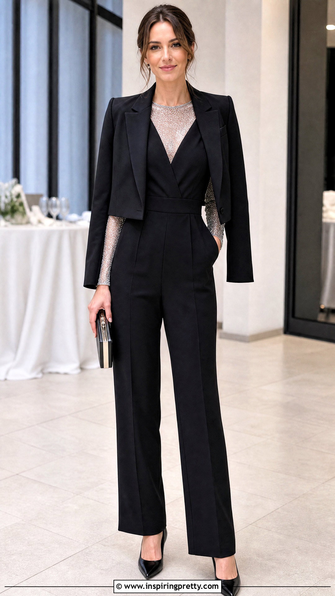 Sparkly Top With Jumpsuit Layer - 50 sparkly top outfit ideas