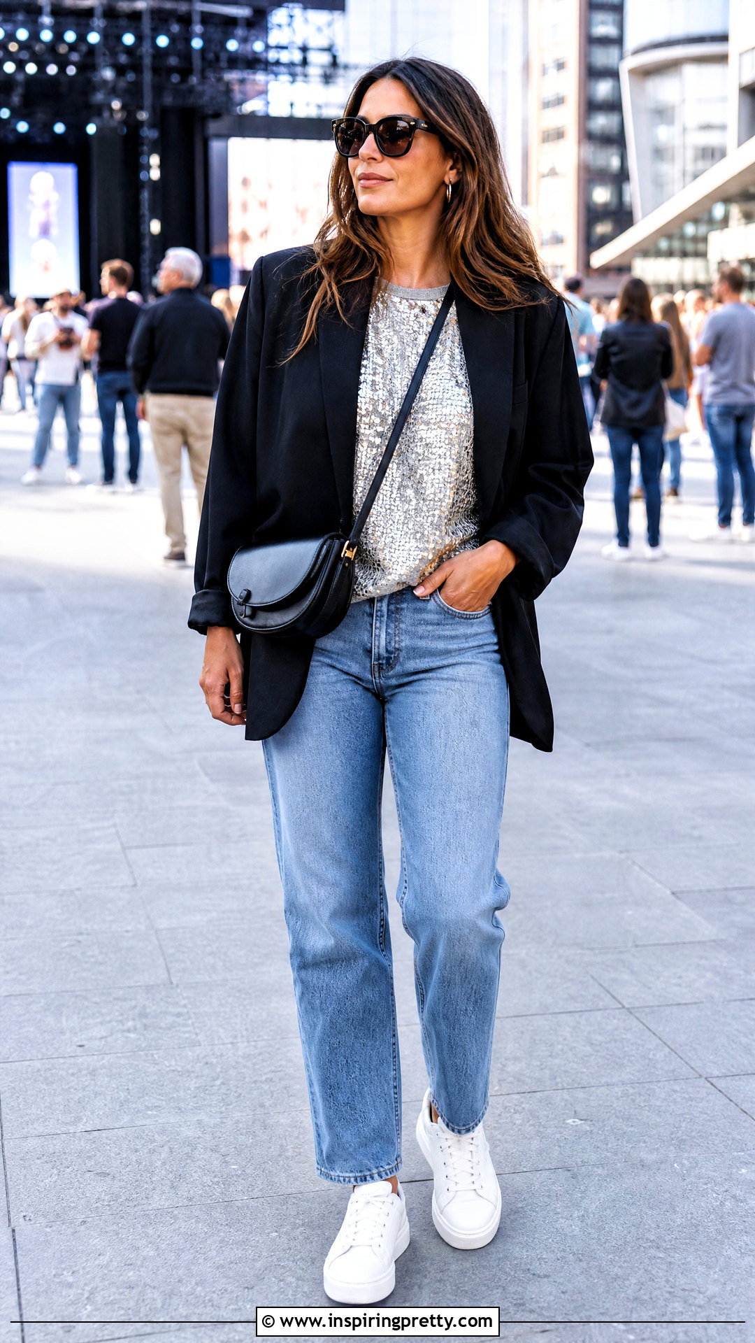 Sparkly Top With Sneakers - 50 sparkly top outfit ideas