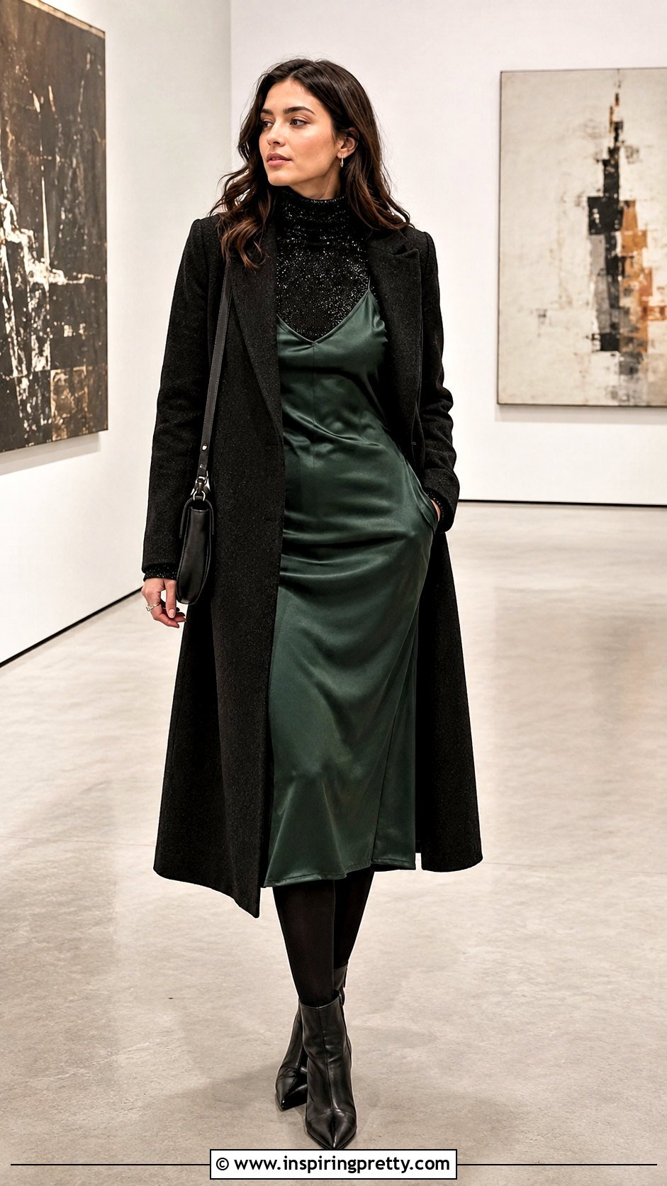 Sparkly Turtleneck Top With Slip Dress - 20 Sparkly Turtleneck Top outfit ideas