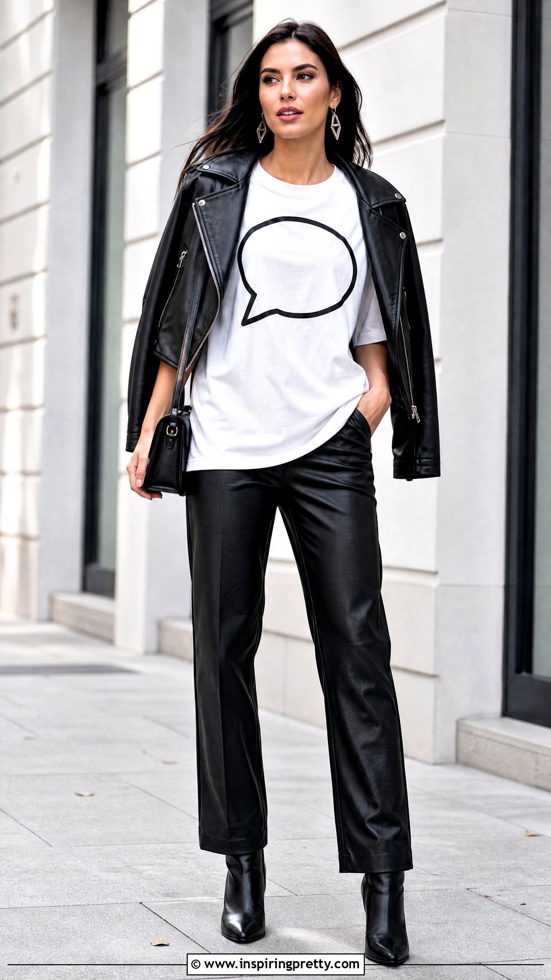 Speech Bubble Top With Leather Pants - 20 Speech Bubble Top outfit ideas