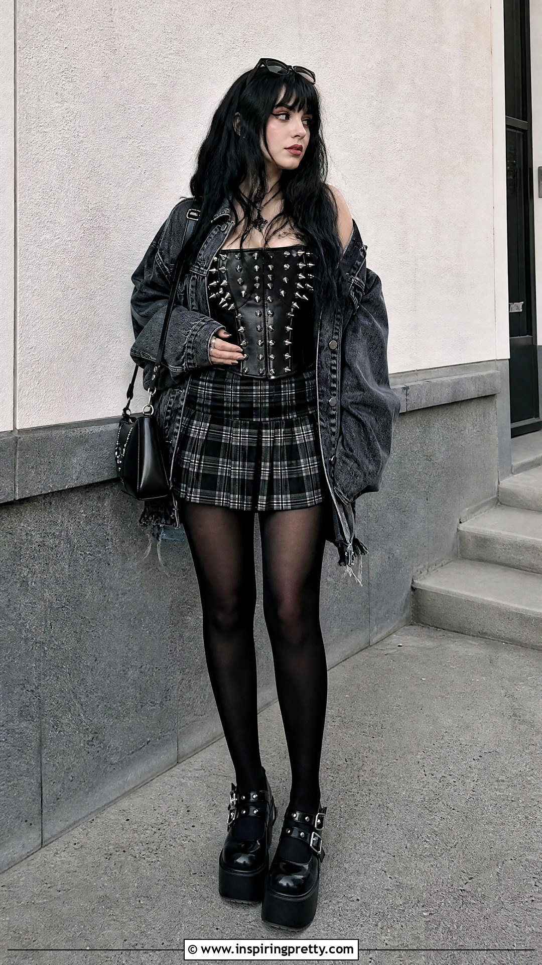 Spiked Corset Top With Mini Skirt - 25 spiked corset top outfit ideas